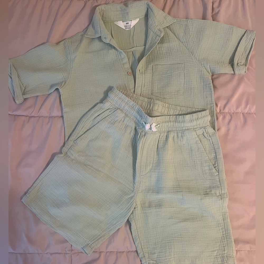 H&M Mint Green Shirt and Shorts Set